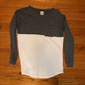 VS Pink Gray and White long sleeve shirt size XS